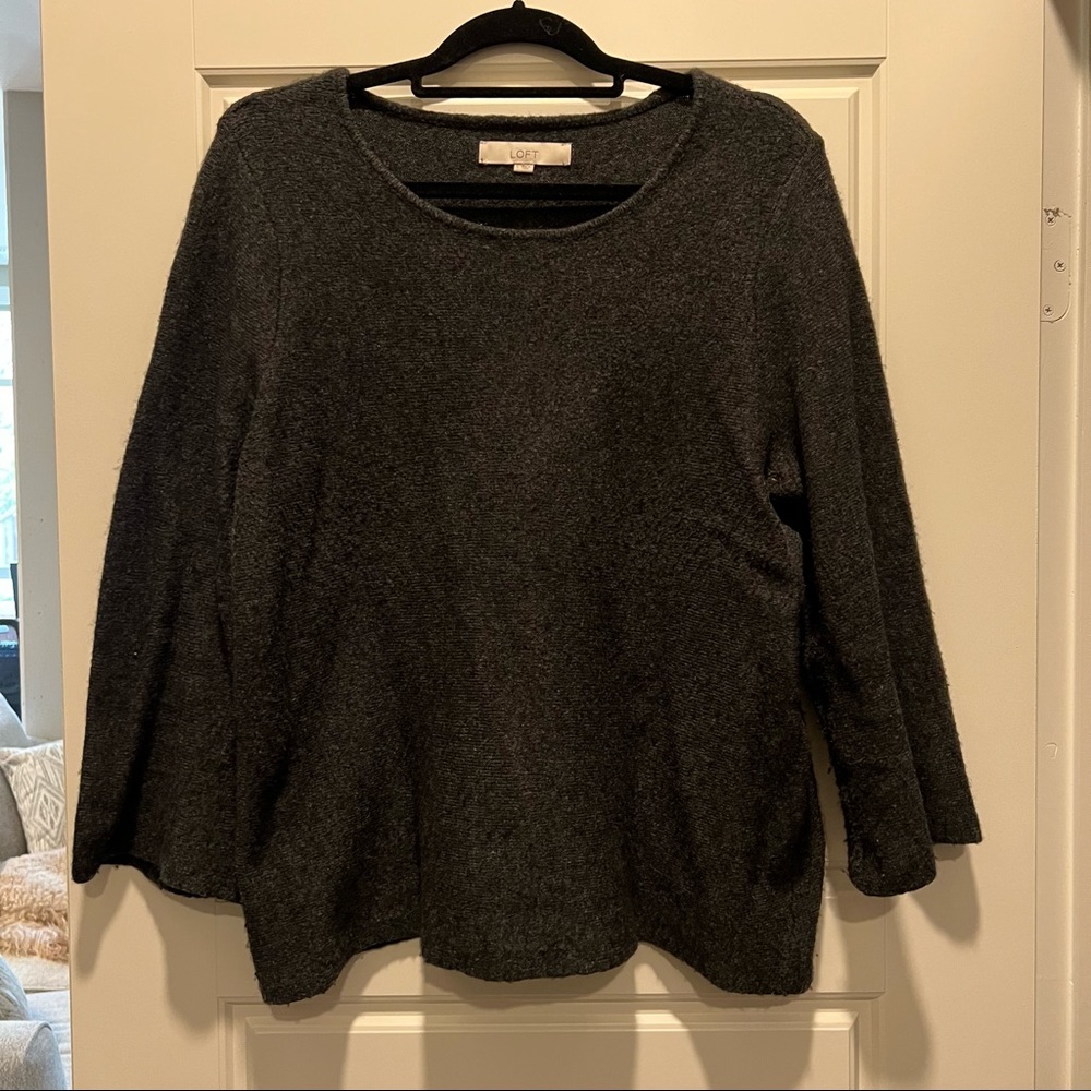 Loft charcoal grey 3/4 sleeve sweater